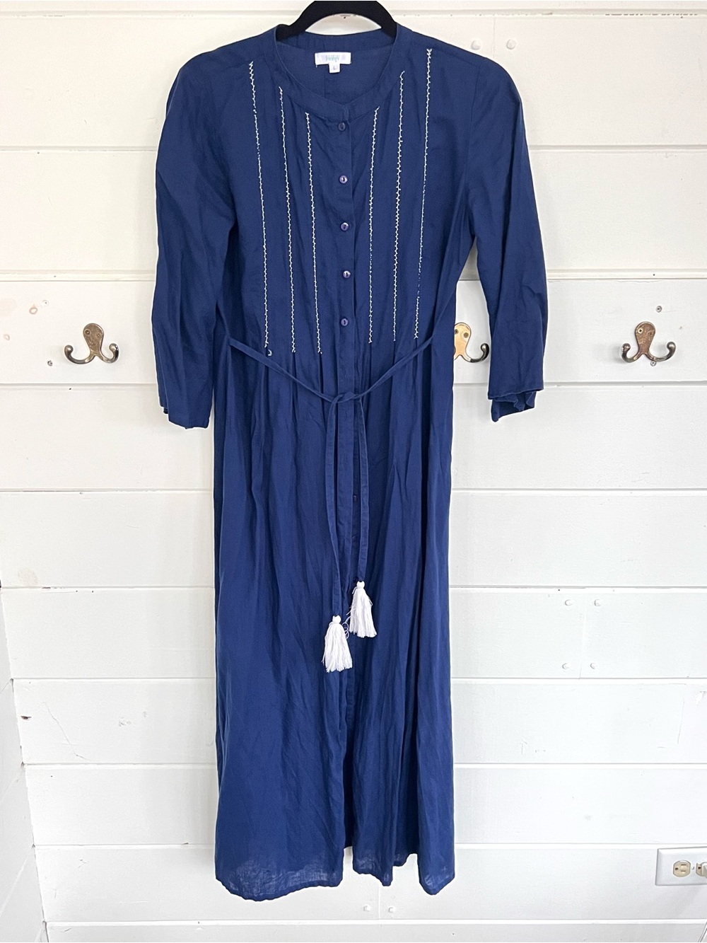 Guadalupe Blue Linen/Tencel Maxi Dress. Size L.